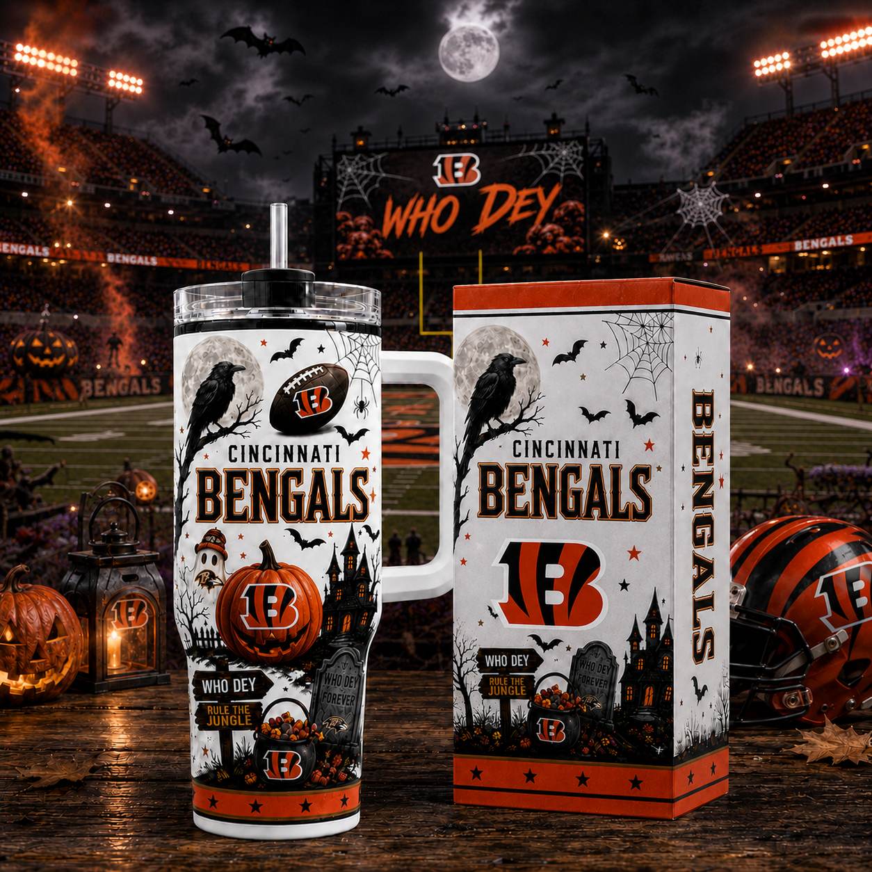 Premium NFL CIN Halloween Spirit Insulated Tumbler