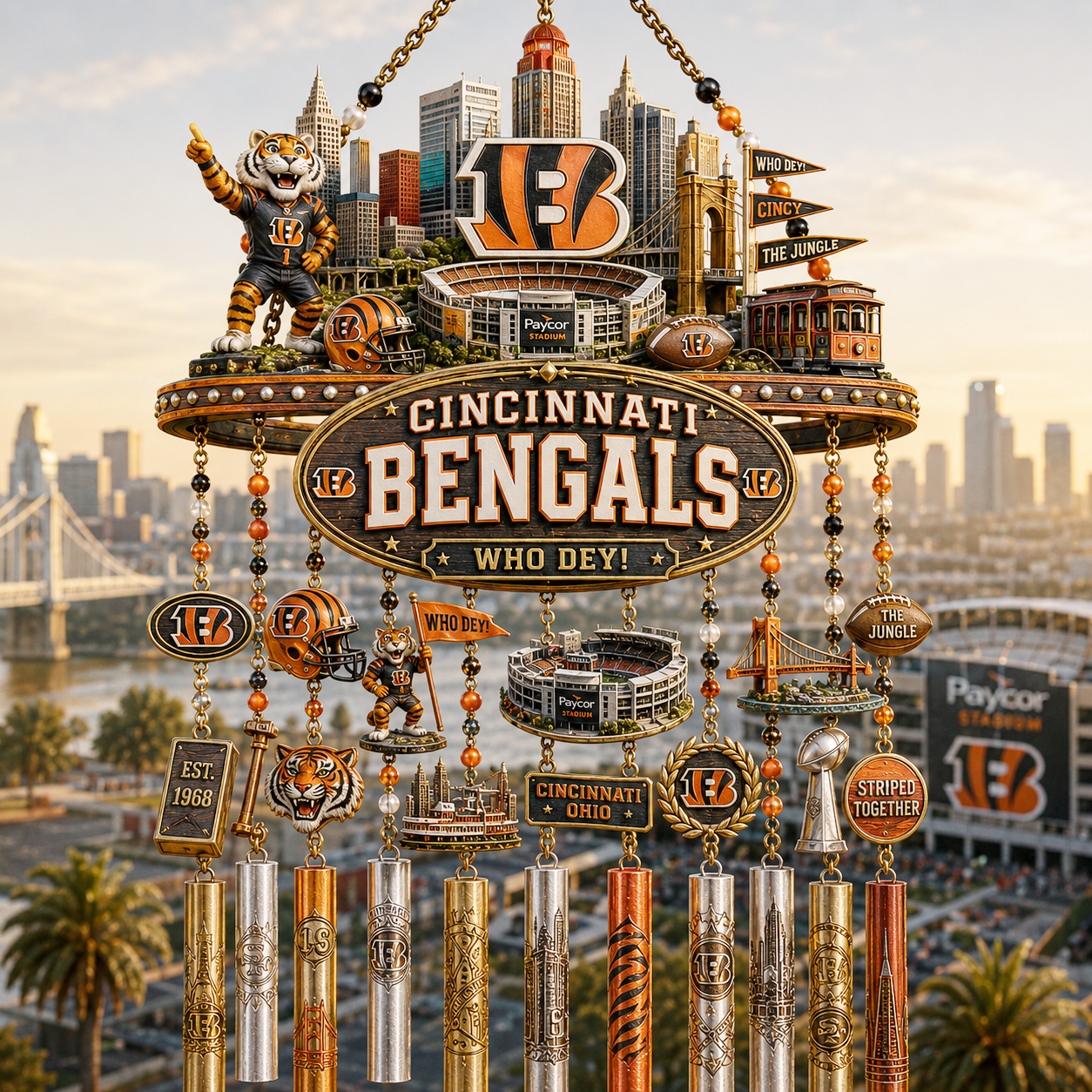 Premium NFL CIN Heritage Wind Chime