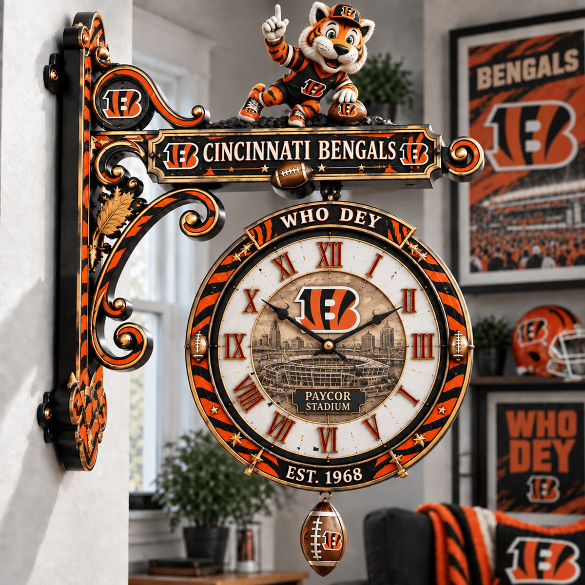 Premium NFL CIN Illuminating Collector Wall Clock