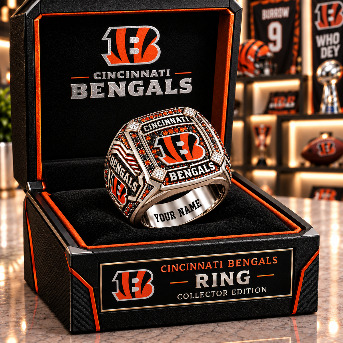 Premium NFL CIN Team Spirit Collector Ring