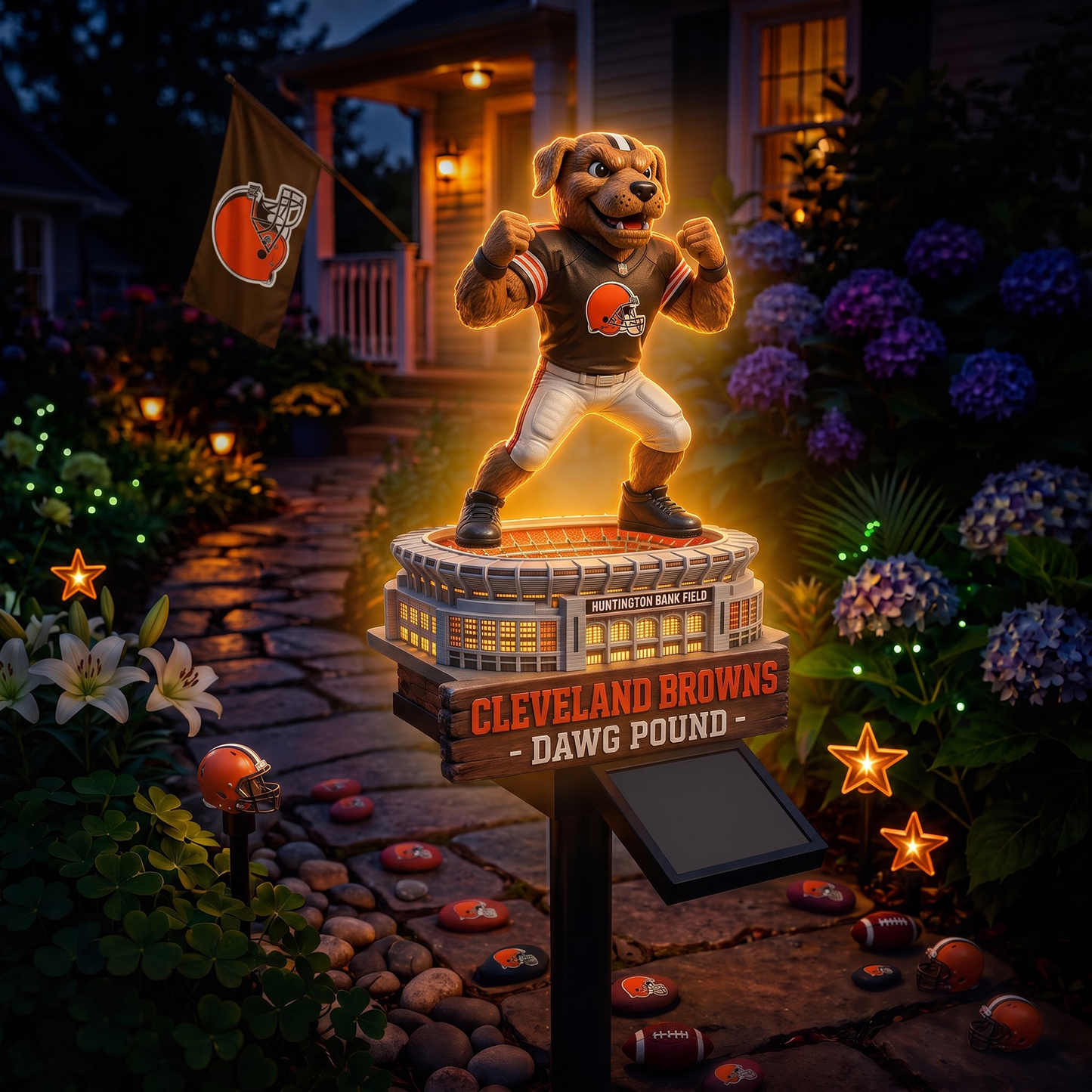 Premium NFL CLE Mascot Stadium LumiGarden Solar Lights