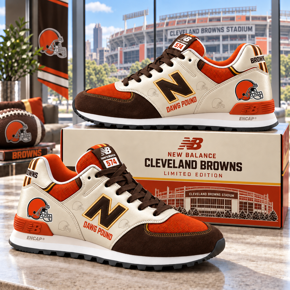 Premium NFL CLE NB 574 Sneaker