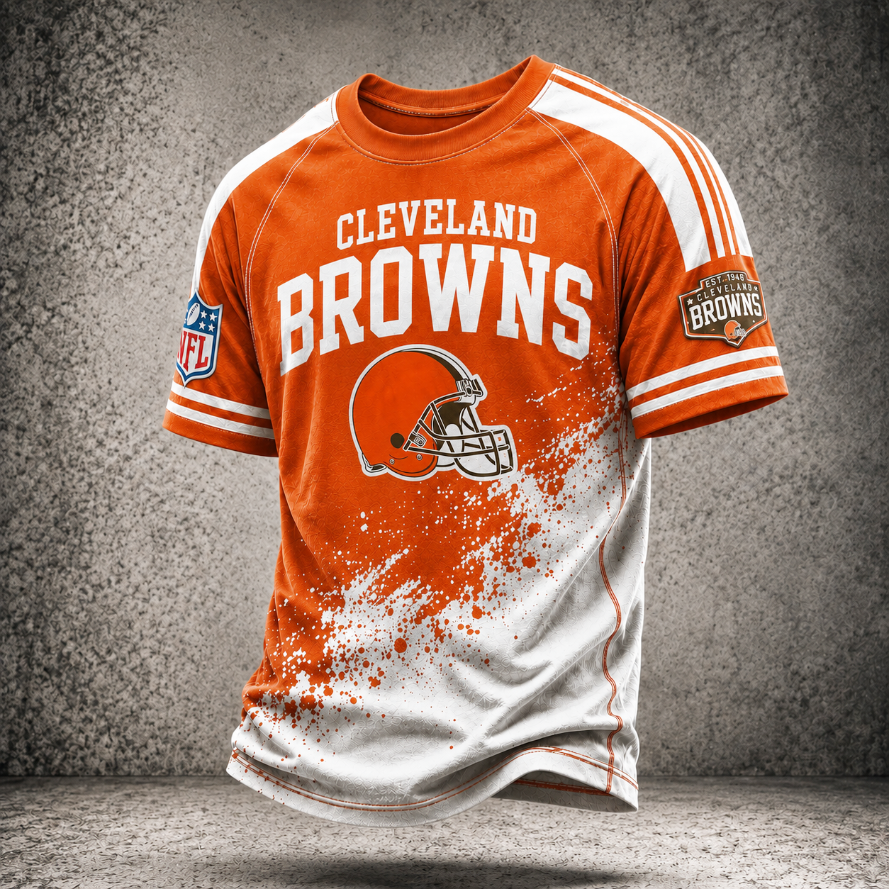Premium NFL CLE Vintage Paint Splatter Performance T-Shirt