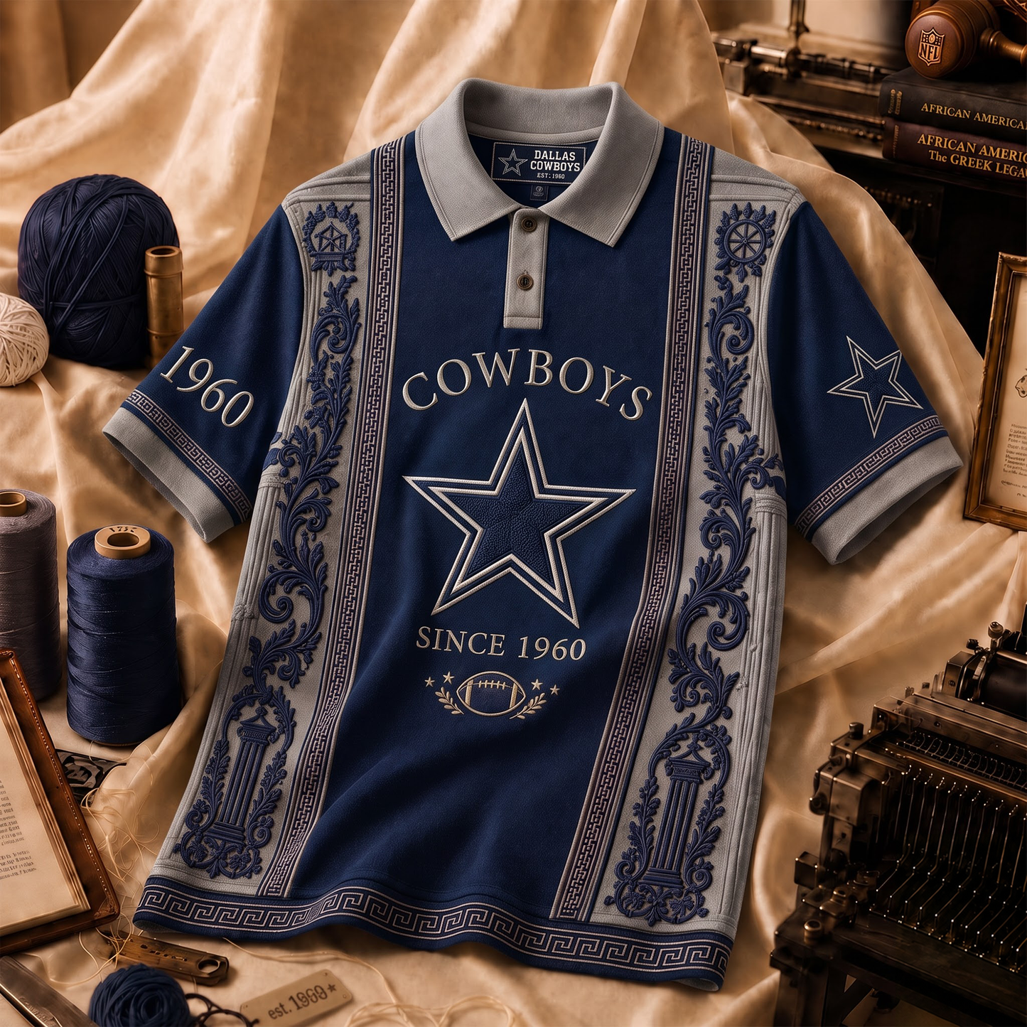 Premium NFL DAL Embroidered Vintage Heritage Polo Shirt