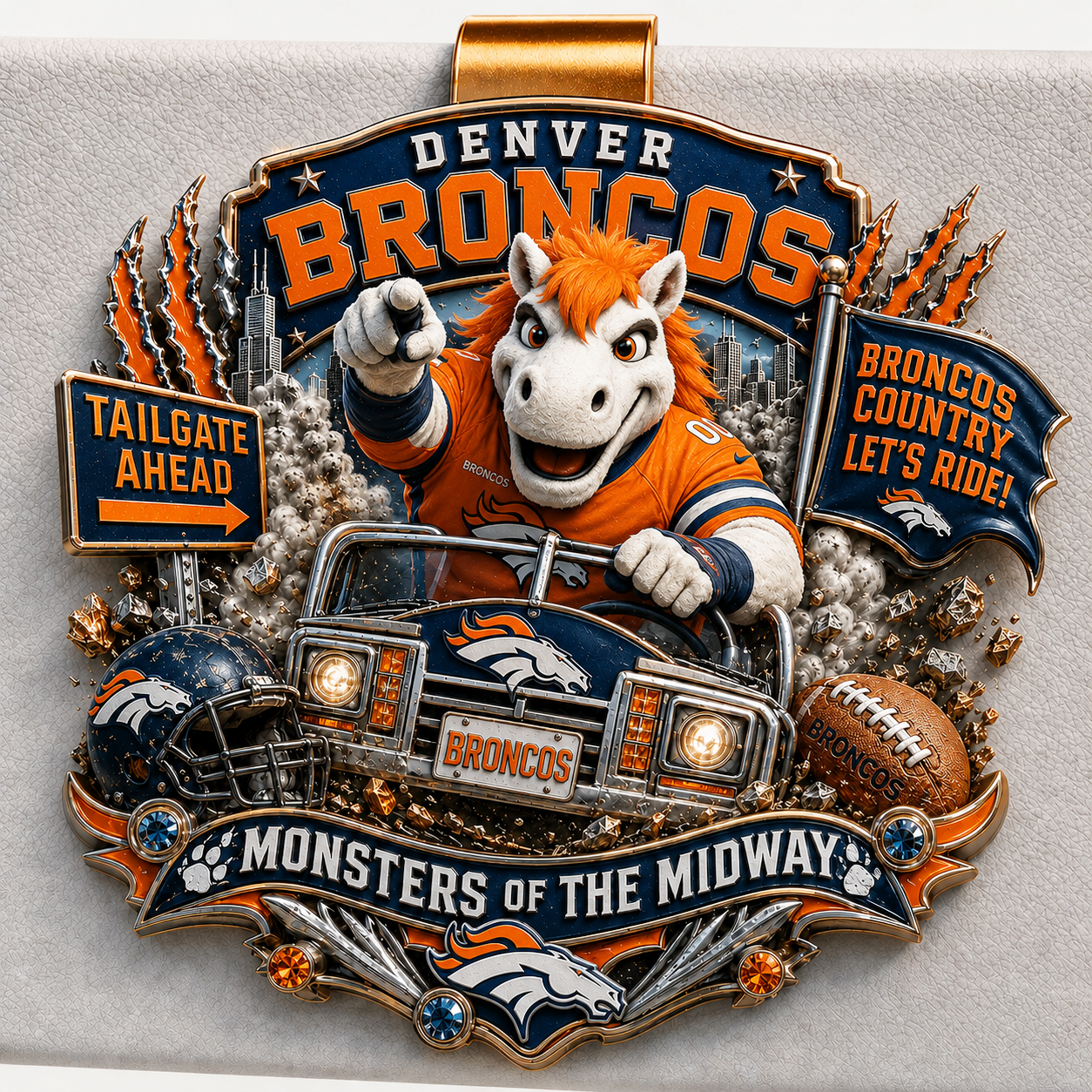 Premium NFL DB Mascot Tailgate 3D Car Visor Clip