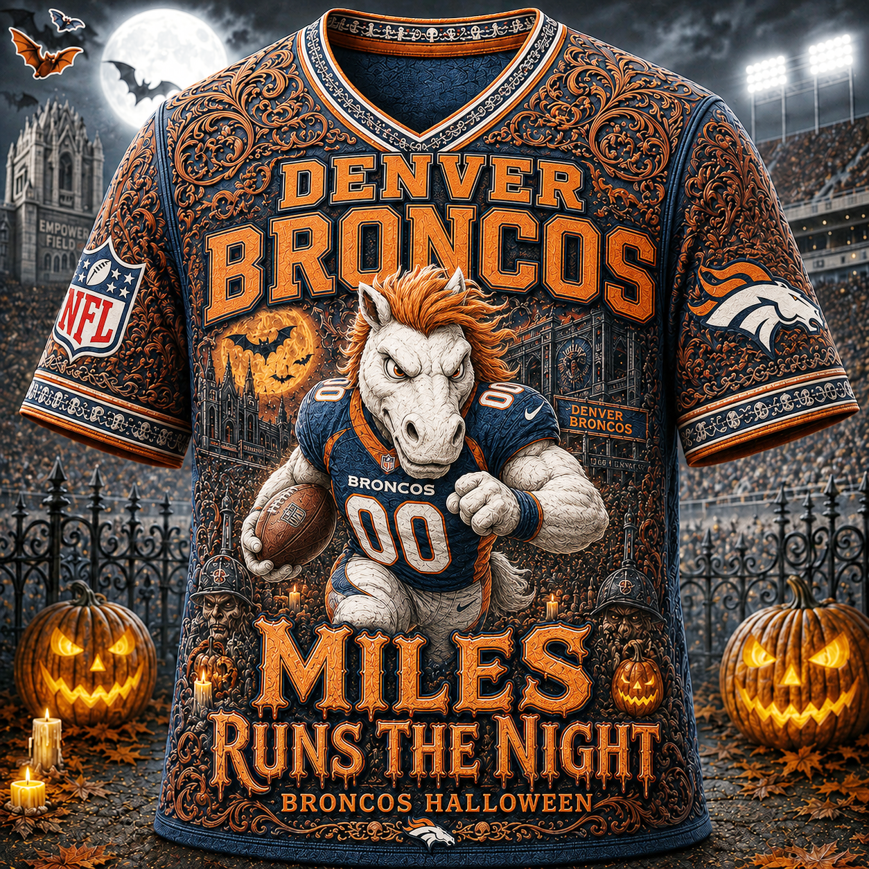 Premium NFL DB Runs the Night Halloween Mascot T-shirt