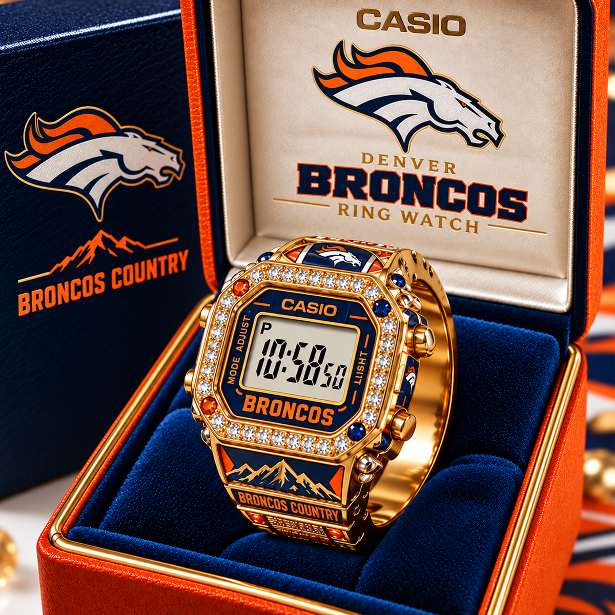 Premium NFL DEN Gold Ring Watch