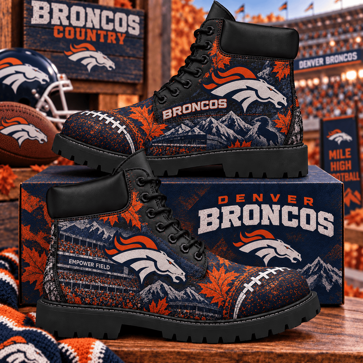 Premium NFL DEN Heritage Skyline Boots V4