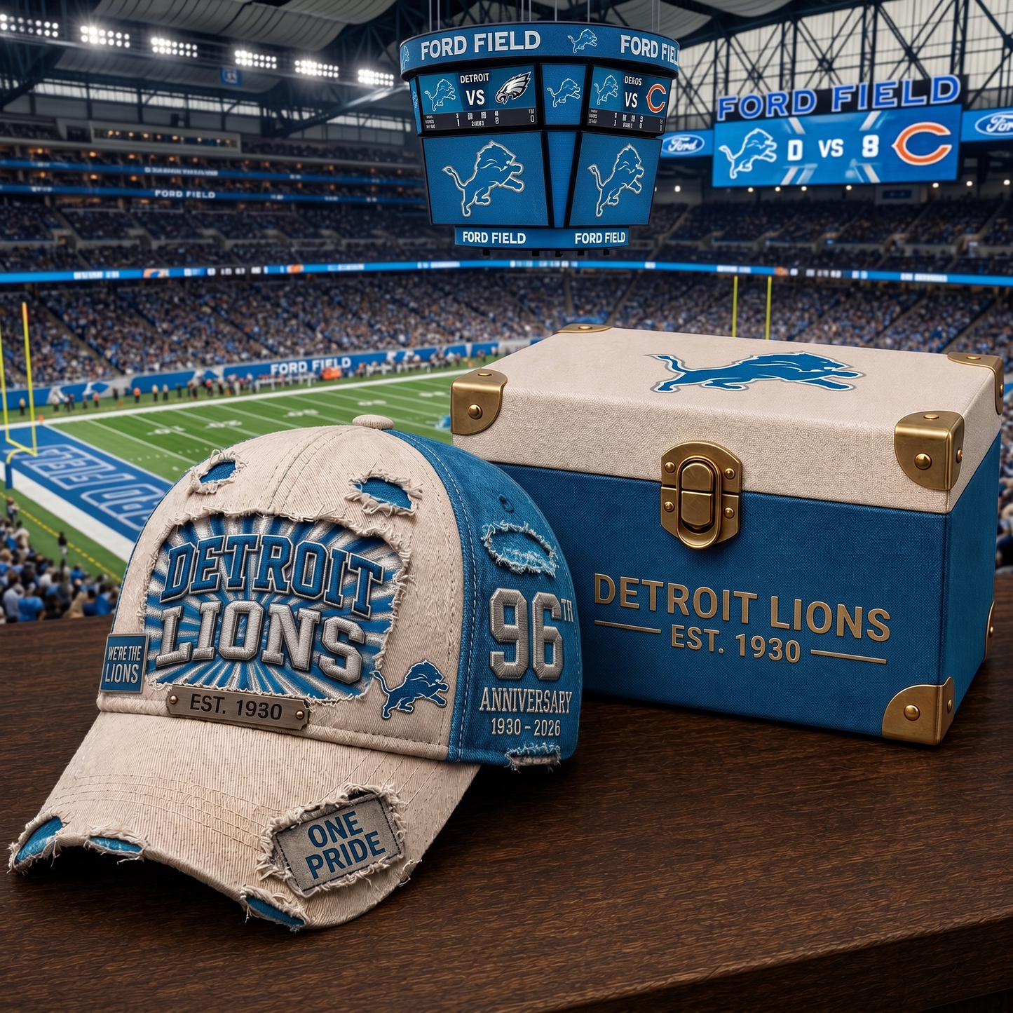 Premium NFL DET Anniversary Distressed Cap