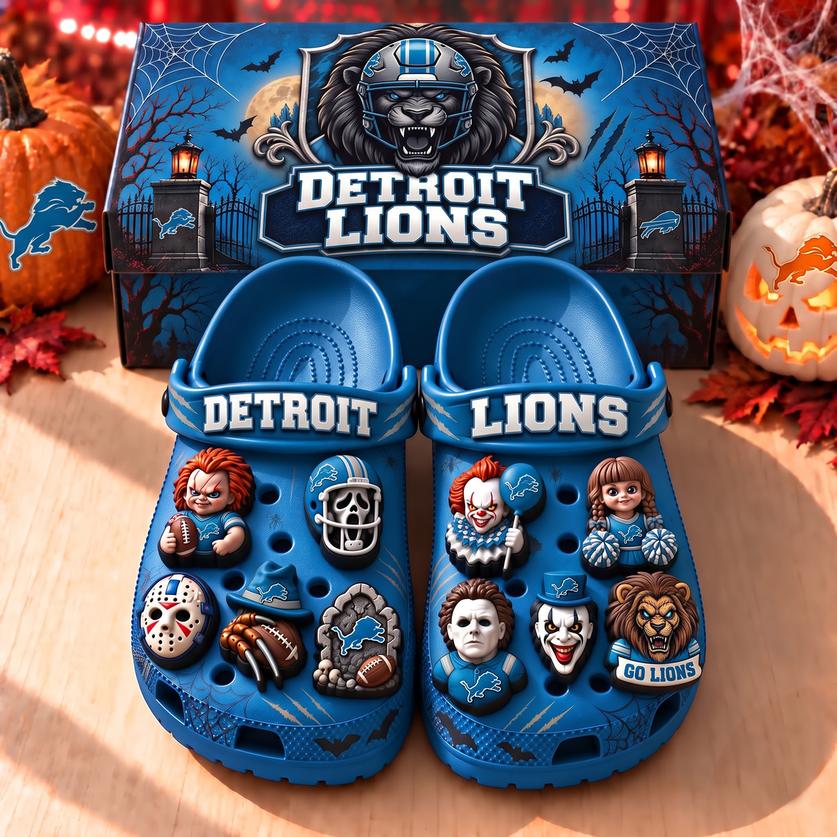 Premium NFL DET Halloween Clogs