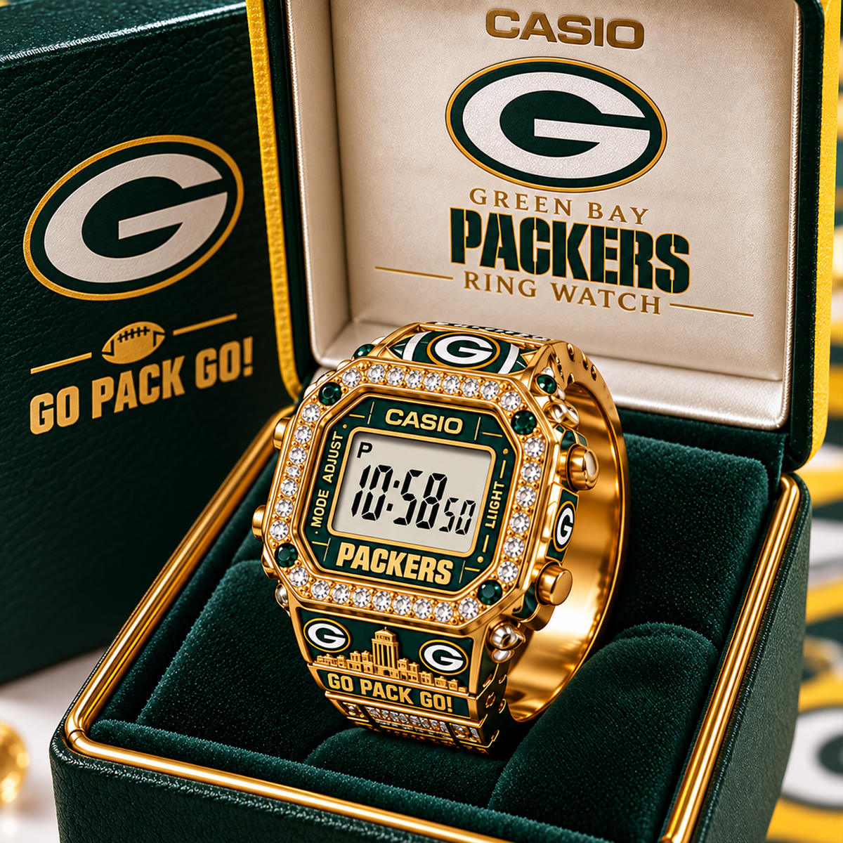 Premium NFL GB Gold Ring Watch