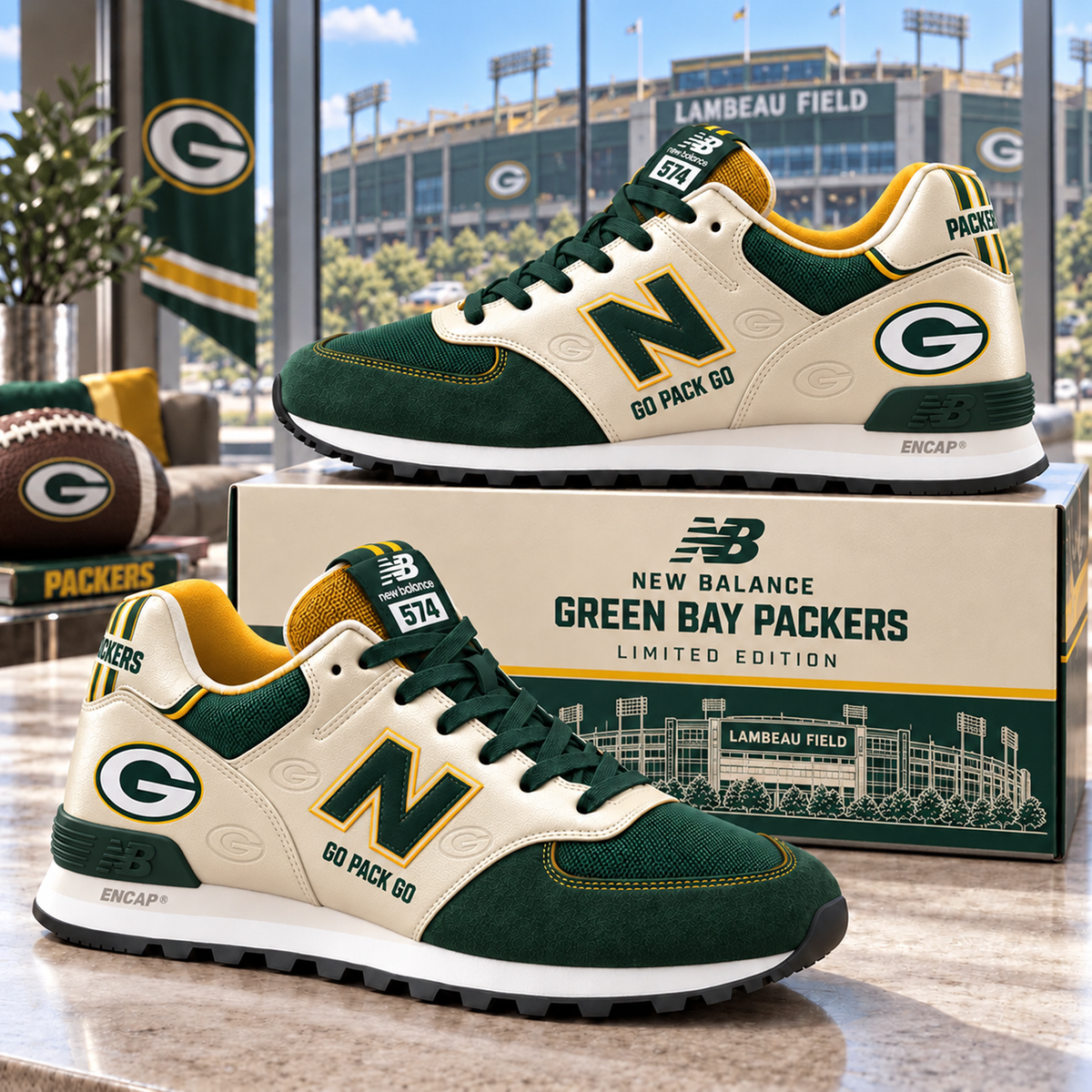 Premium NFL GB NB 574 Sneaker