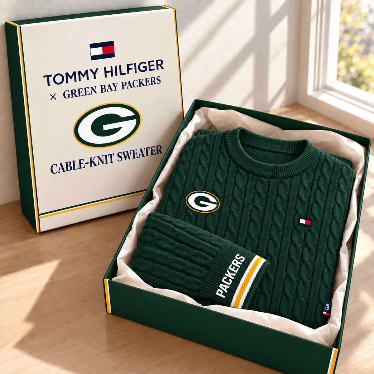 Premium NFL GBP Cable Knit Sweater