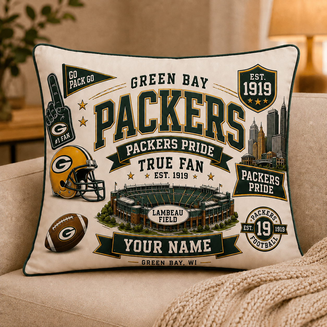 Premium NFL GBP Vintage Pillow
