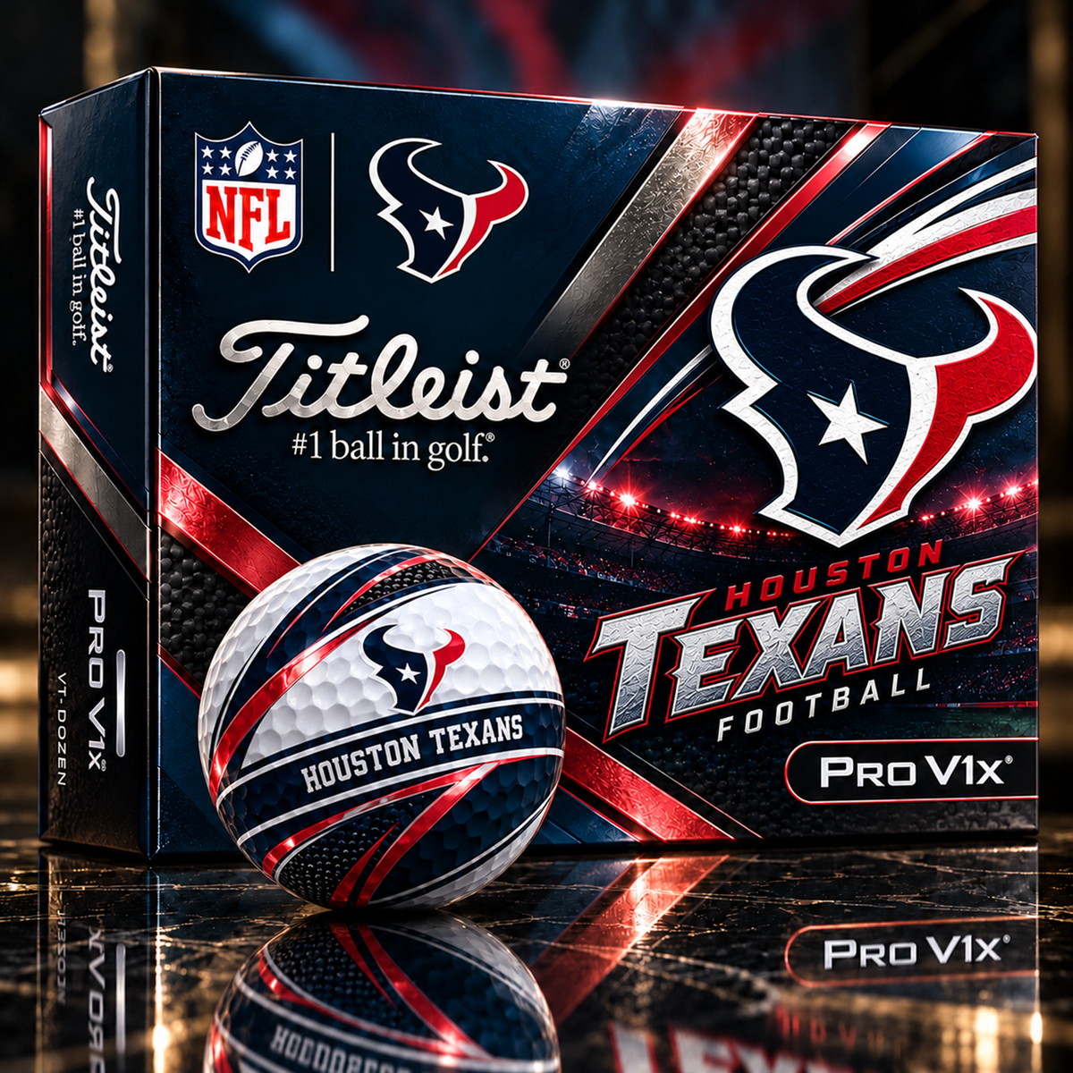 Premium NFL HOU x Titleist Pro V1 Team Spirit Golf Balls Set V2