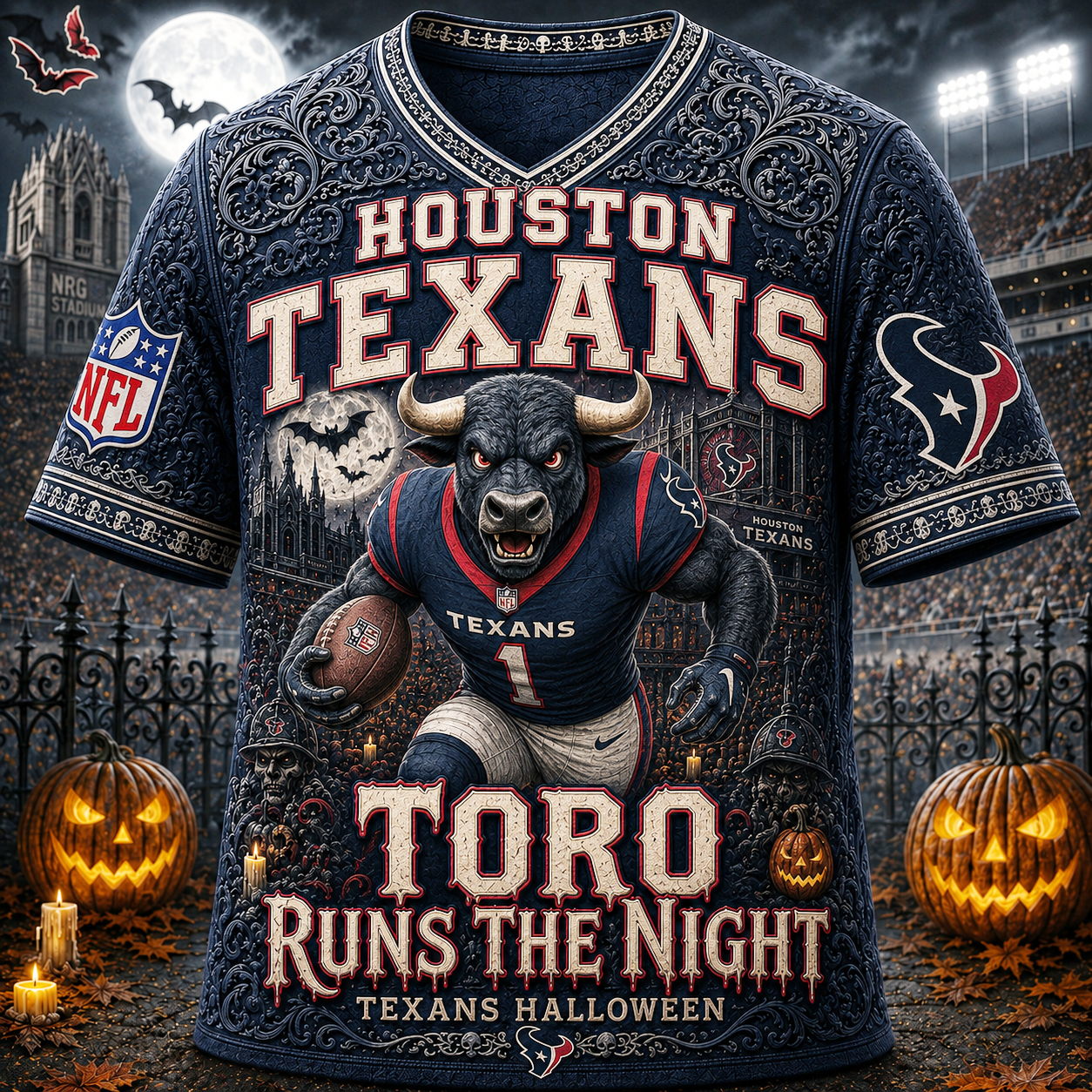 Premium NFL HT Runs the Night Halloween Mascot T-shirt