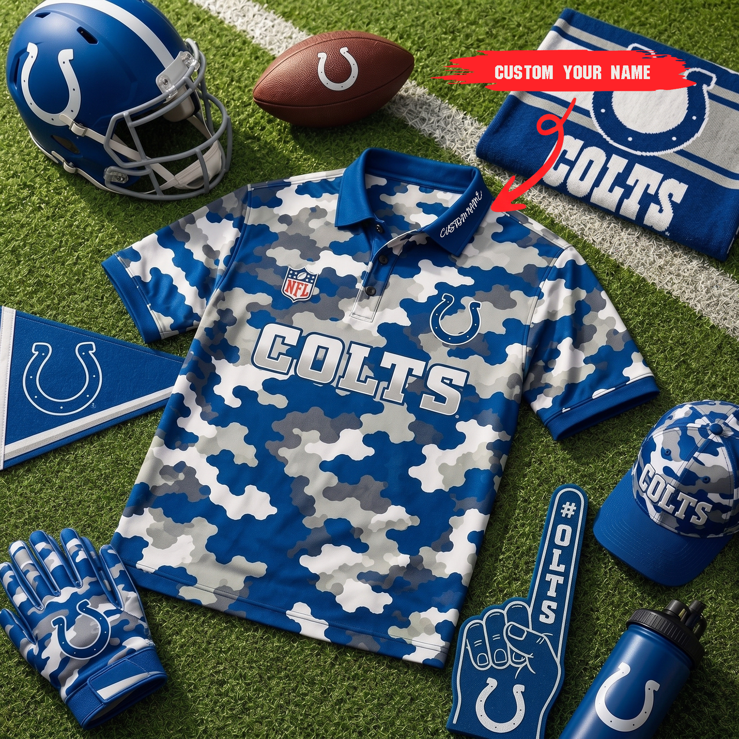 Premium NFL IND Camo Polo Shirt