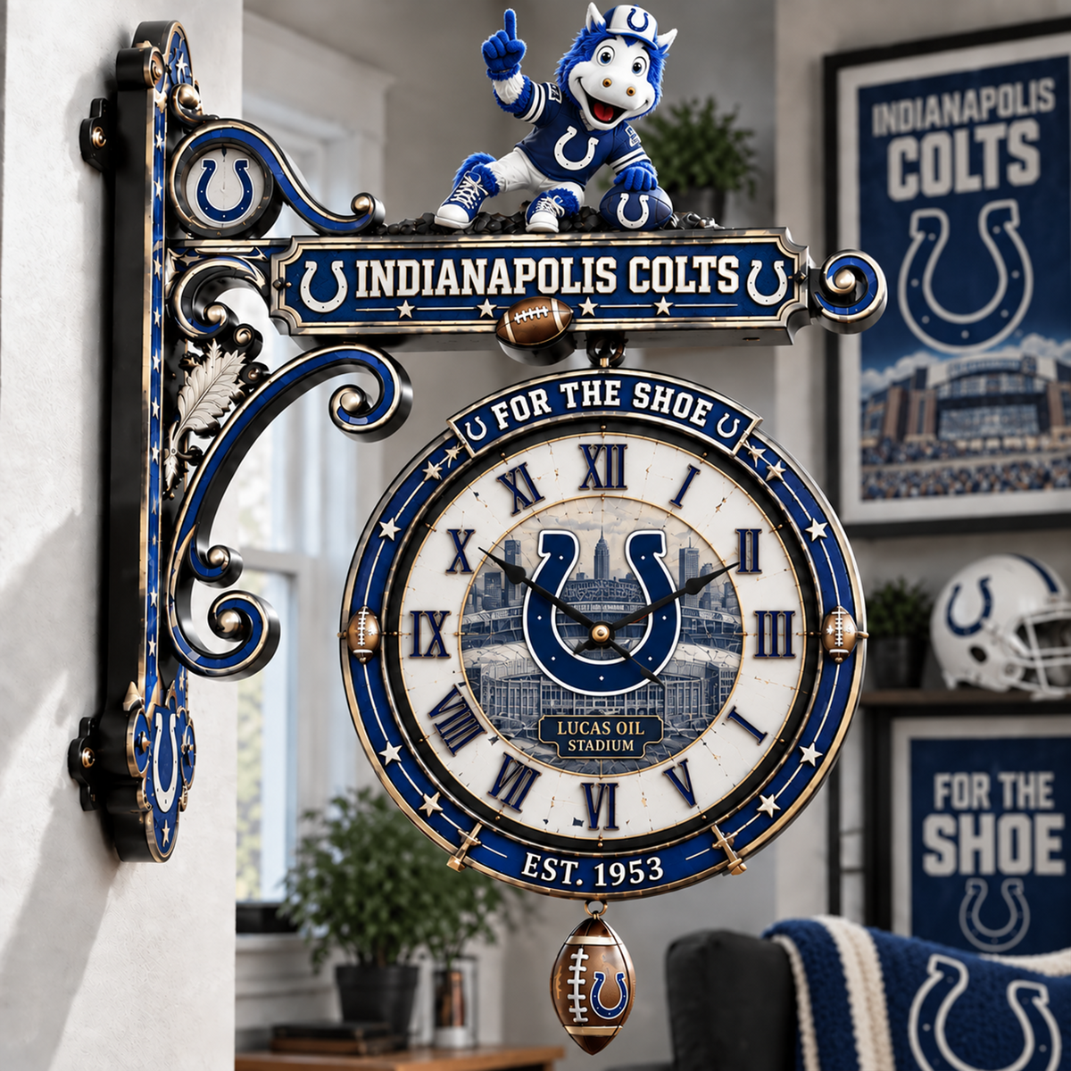 Premium NFL IND Illuminating Collector Wall Clock