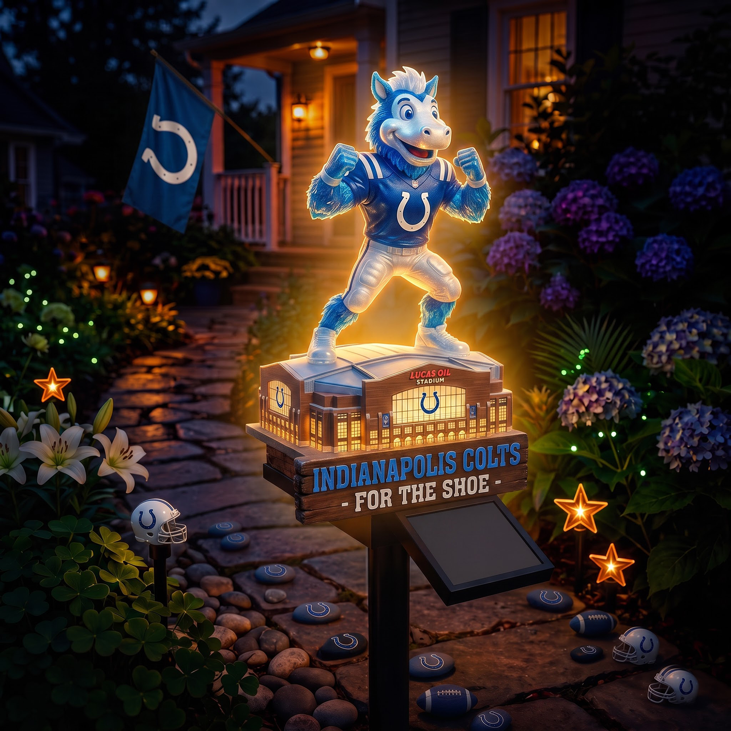 Premium NFL IND Mascot Stadium LumiGarden Solar Lights