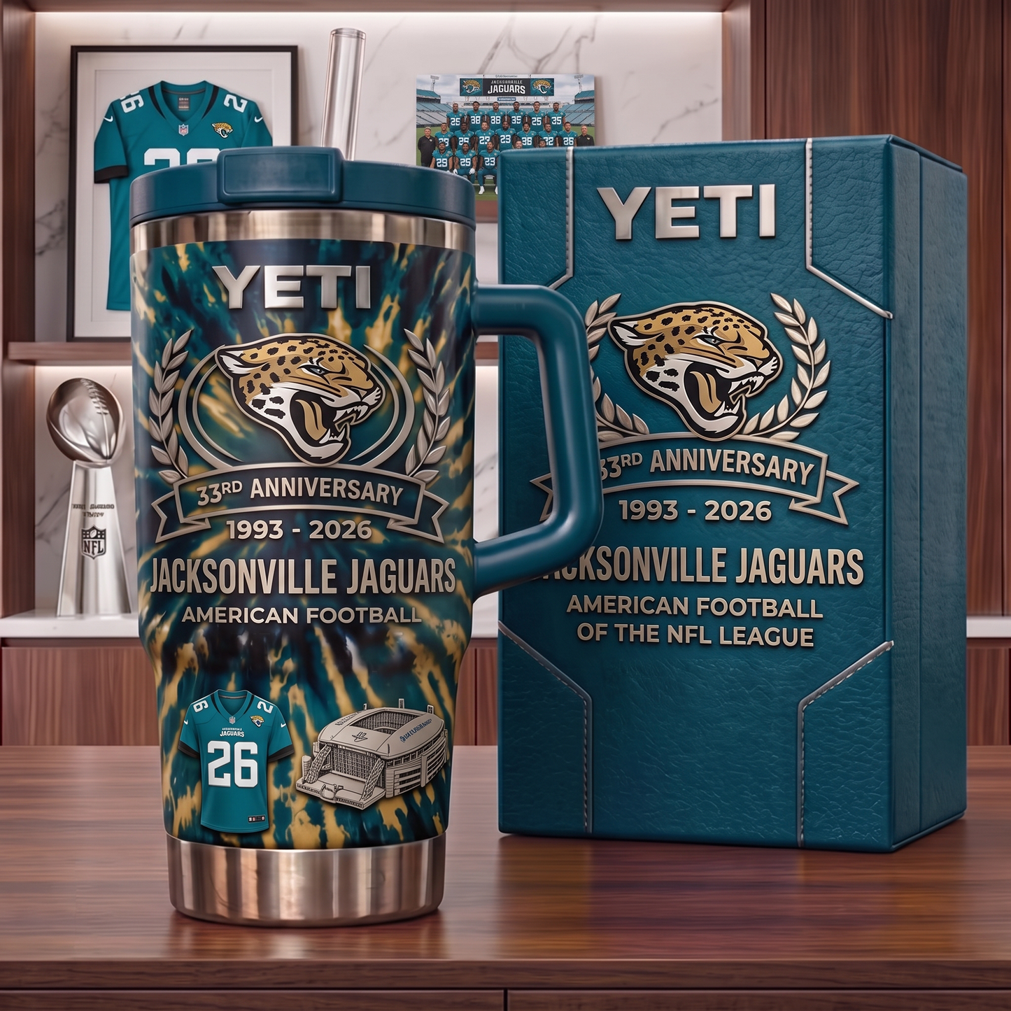 Premium NFL JAC Anniversary Flame Heritage Handle Tumbler