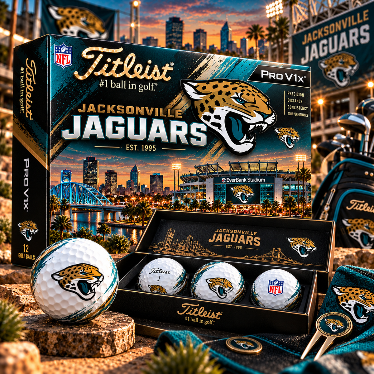 Premium NFL JJ x Titleist Pro V1 Herritage Golf Ball Set V4