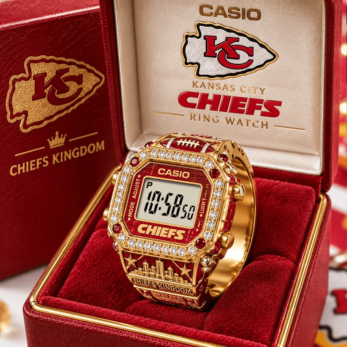 Premium NFL KC Gold Ring Watch