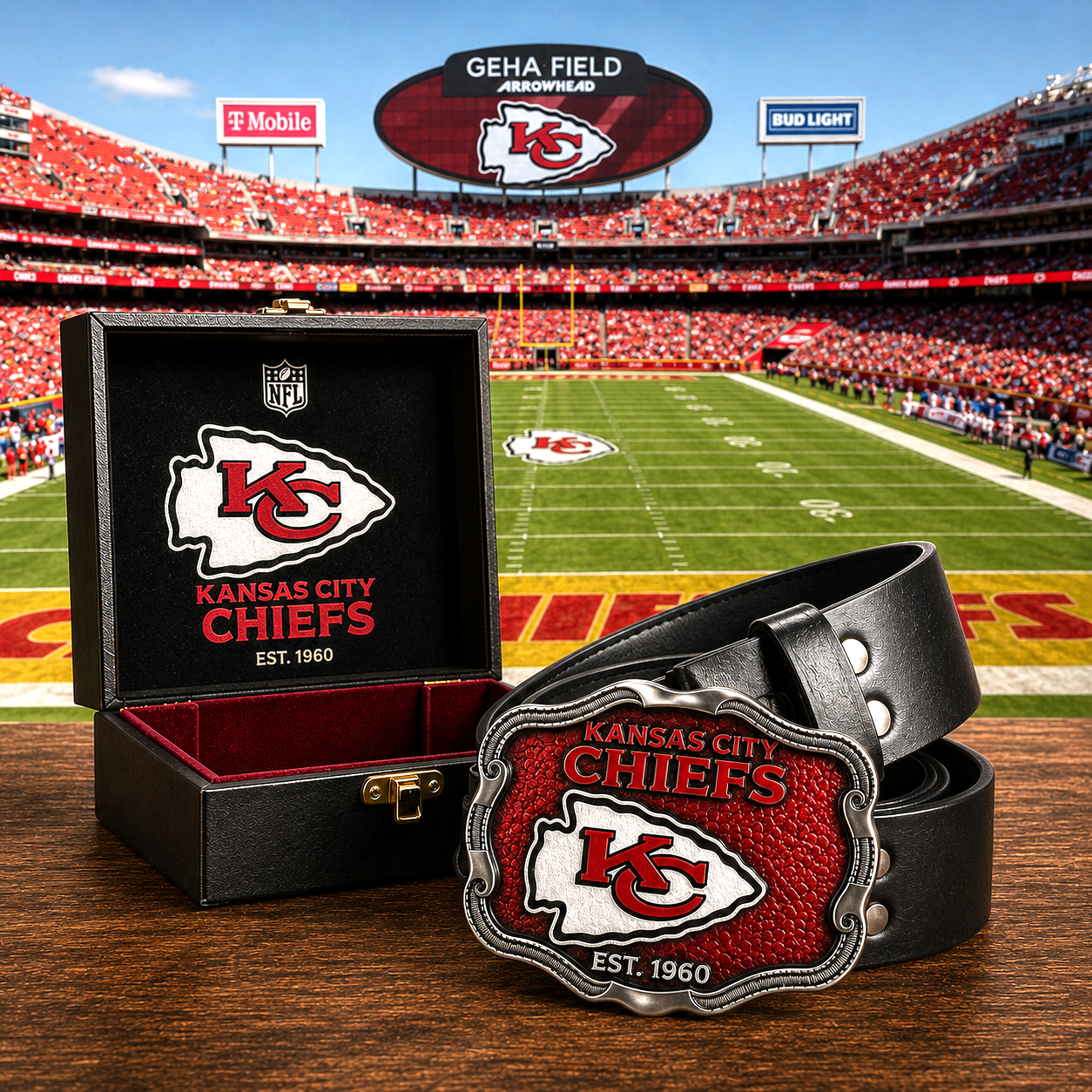 Premium NFL KCC Vintage Heritage Leather Belt