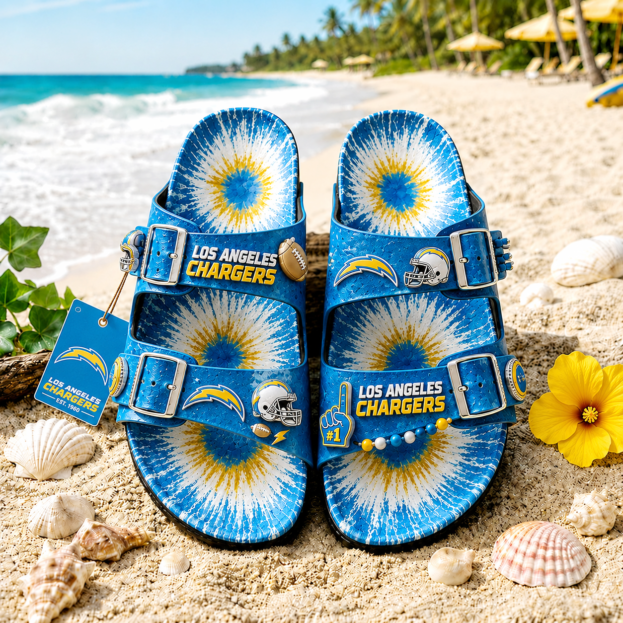 Premium NFL LAC Summer Splash Birkenstocks Shoes