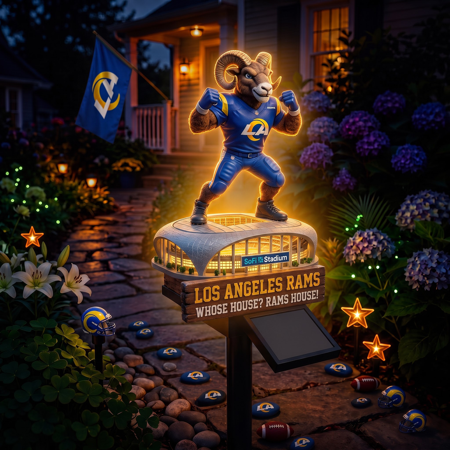 Premium NFL LAR Mascot Stadium LumiGarden Solar Lights