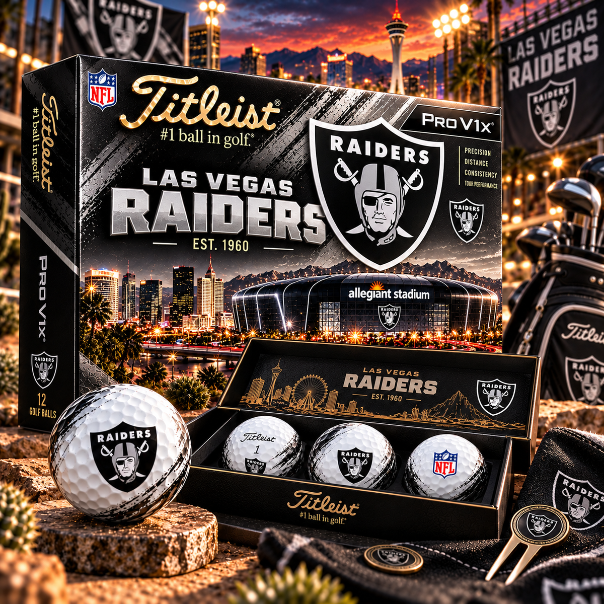 Premium NFL LVR x Titleist Pro V1 Herritage Golf Ball Set V4