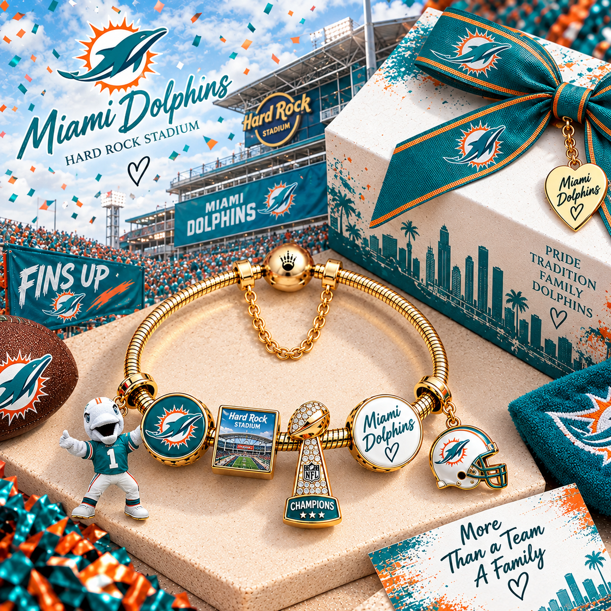 Premium NFL MD Fan Legacy Gold Charm Bracelet V7