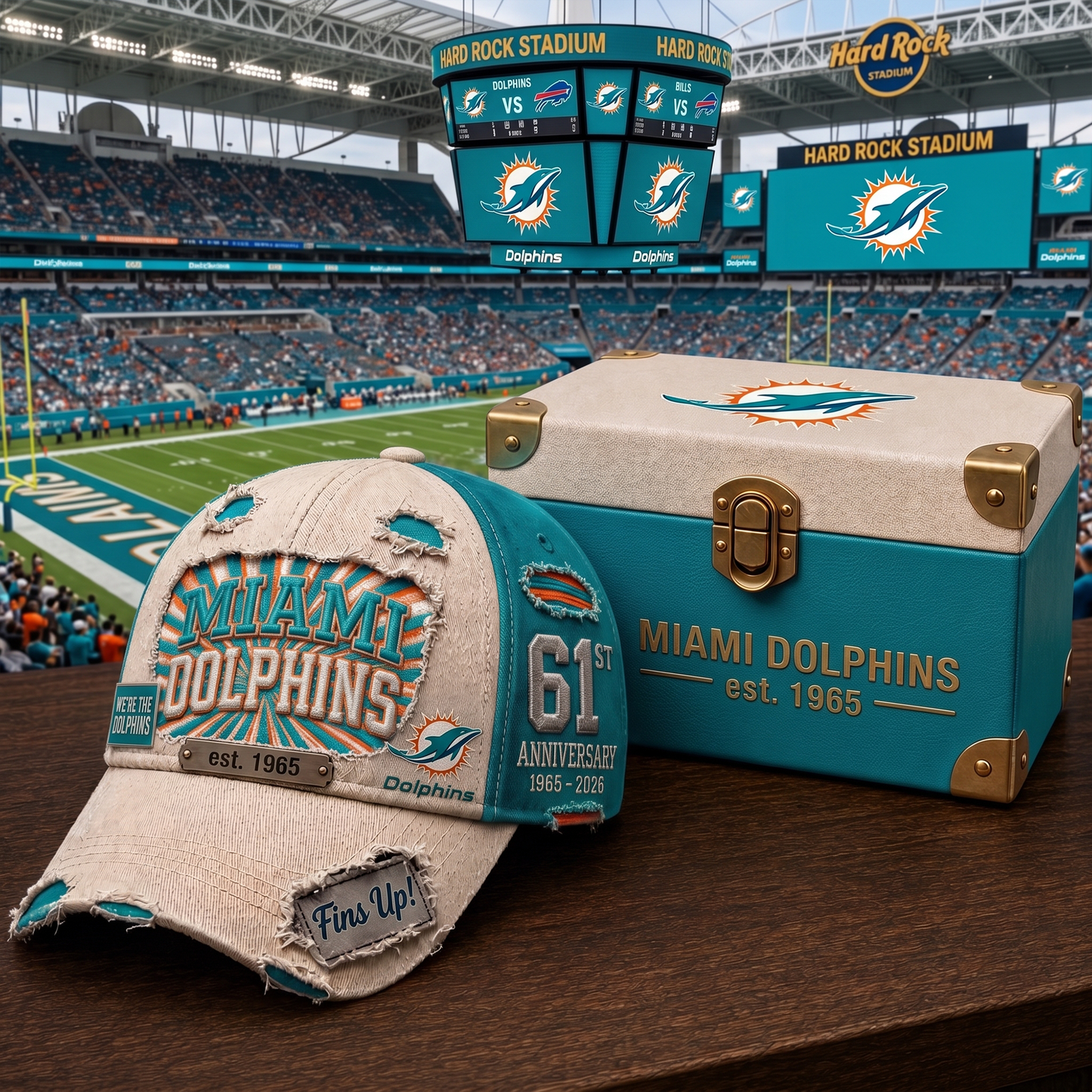 Premium NFL MIA Anniversary Distressed Cap