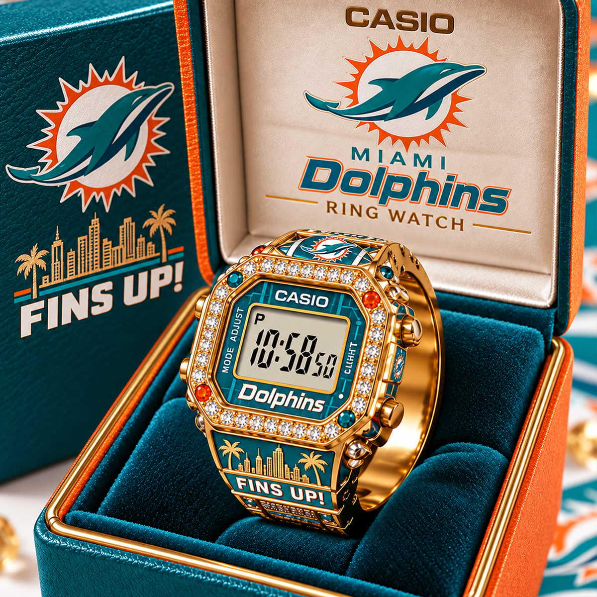 Premium NFL MIA Gold Ring Watch
