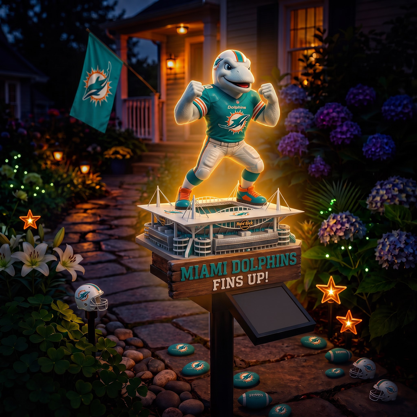 Premium NFL MIA Mascot Stadium LumiGarden Solar Lights