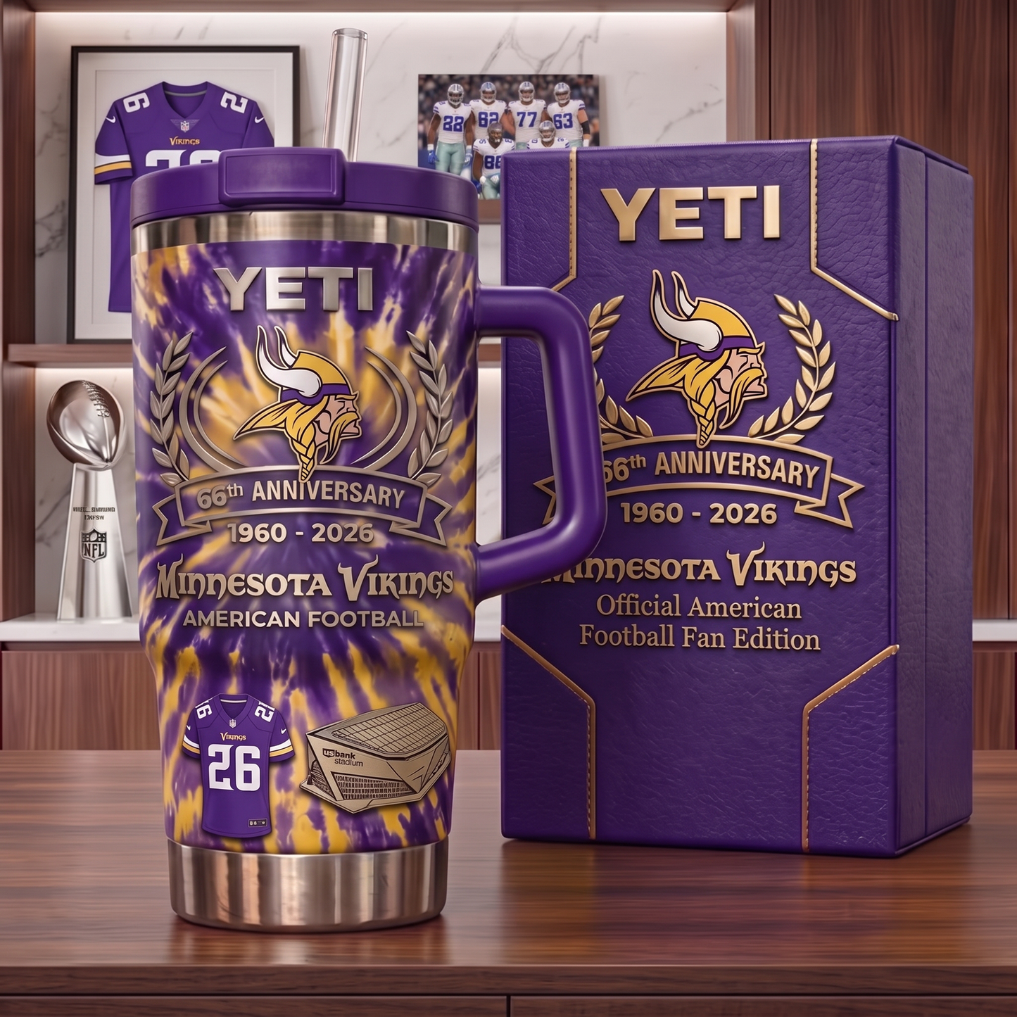 Premium NFL MIN Anniversary Flame Heritage Handle Tumbler