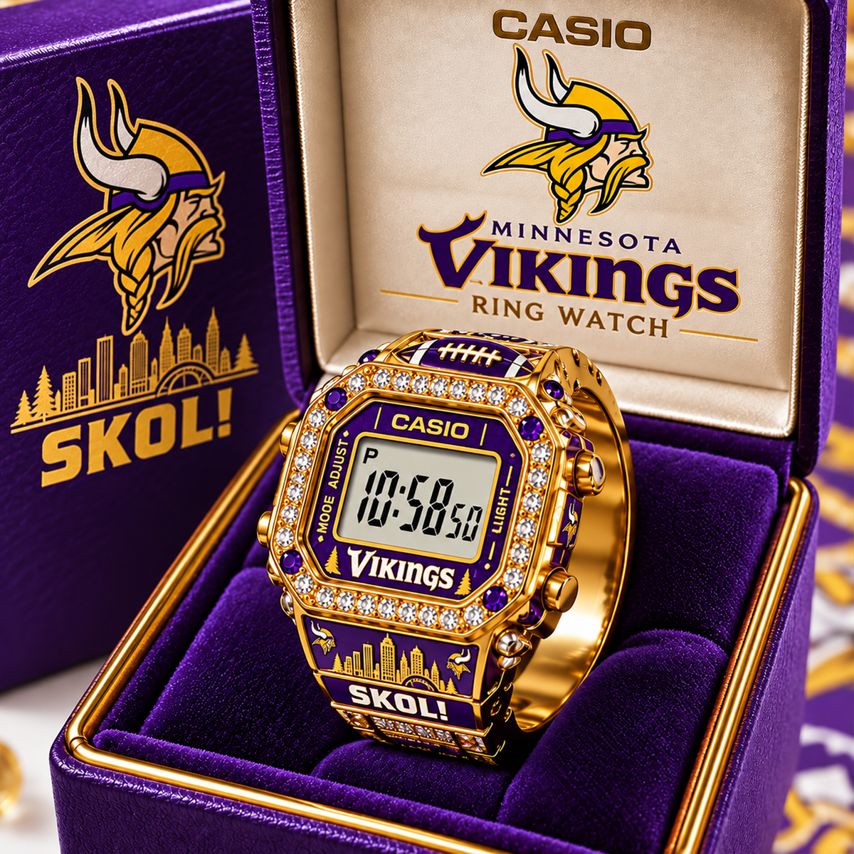 Premium NFL MIN Gold Ring Watch