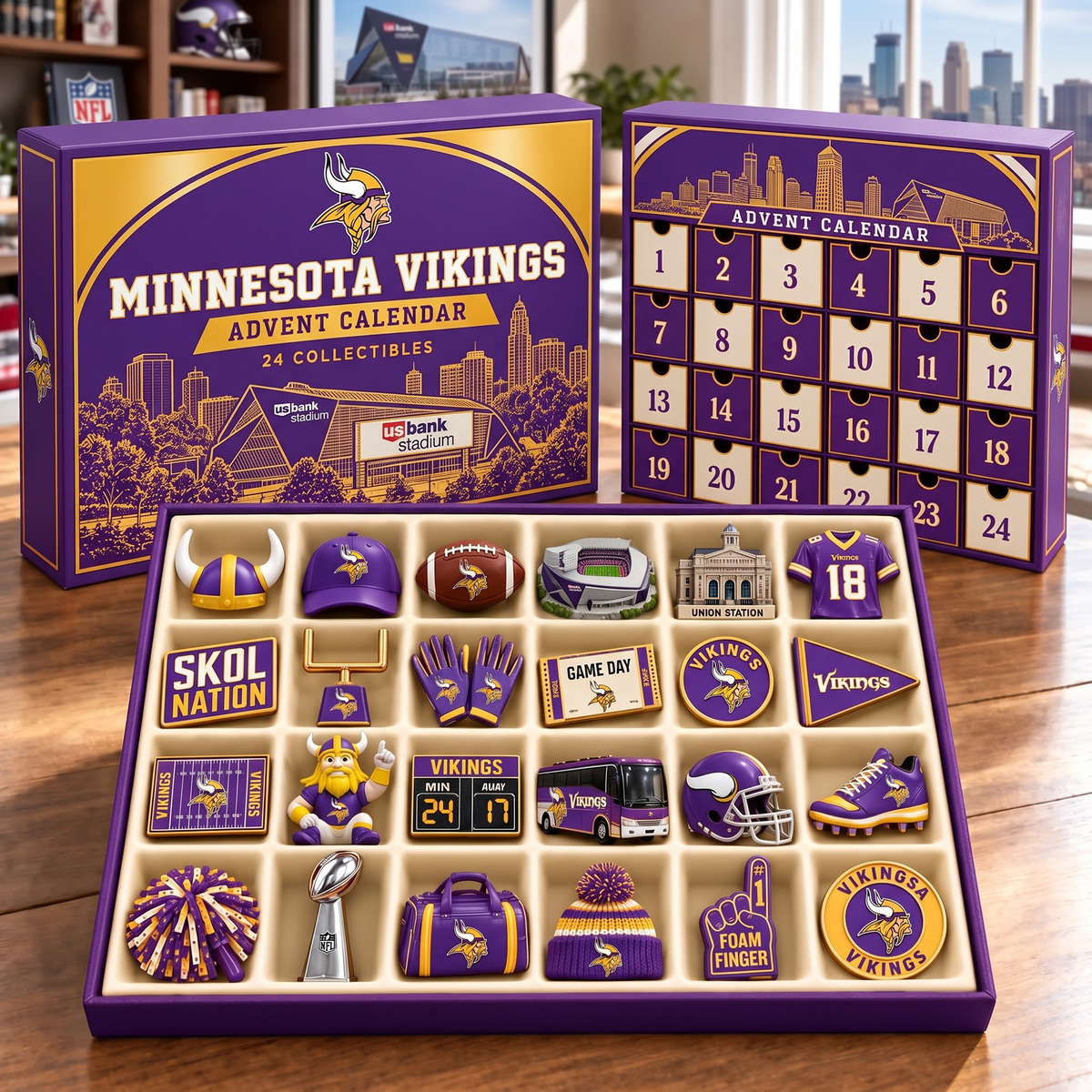 Premium NFL MIN Team Spirit 24-Piece Advent Calendar V3