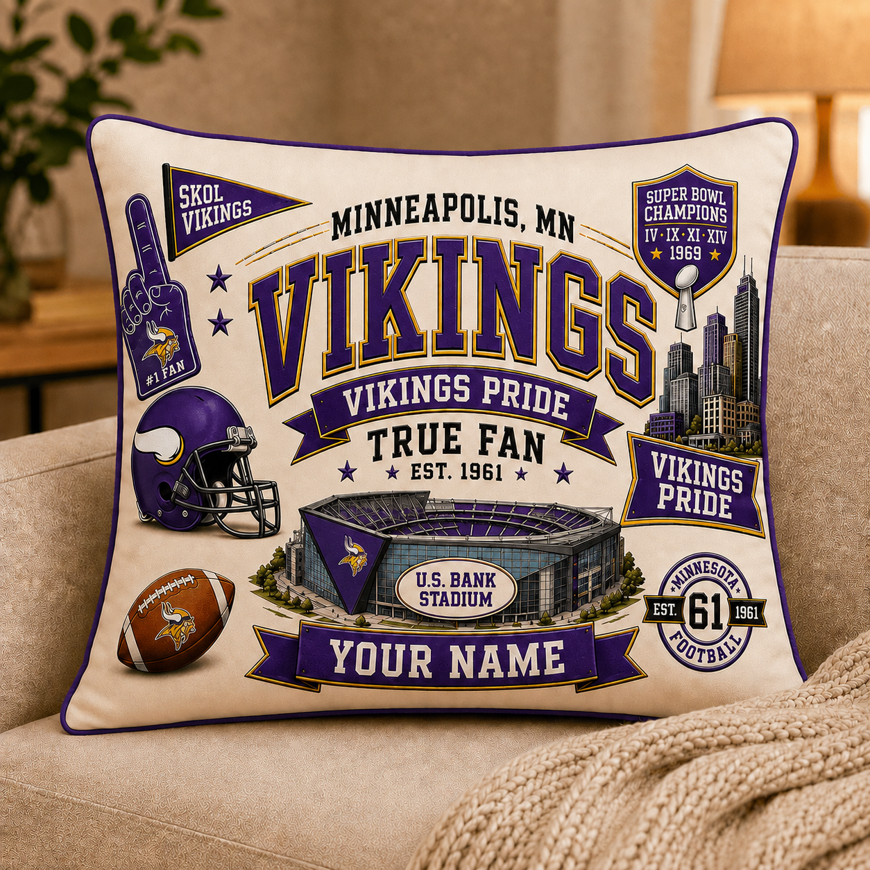 Premium NFL MV Vintage Pillow
