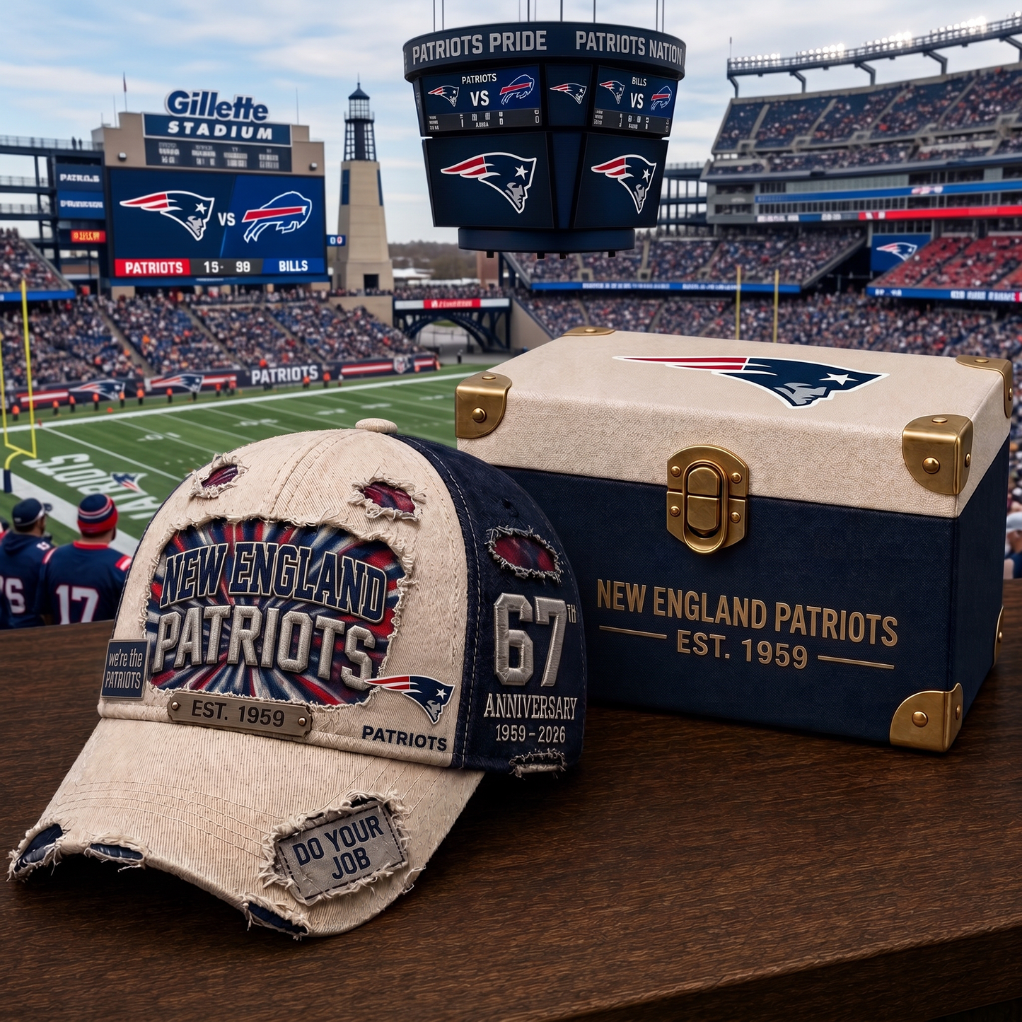 Premium NFL NE Anniversary Distressed Cap