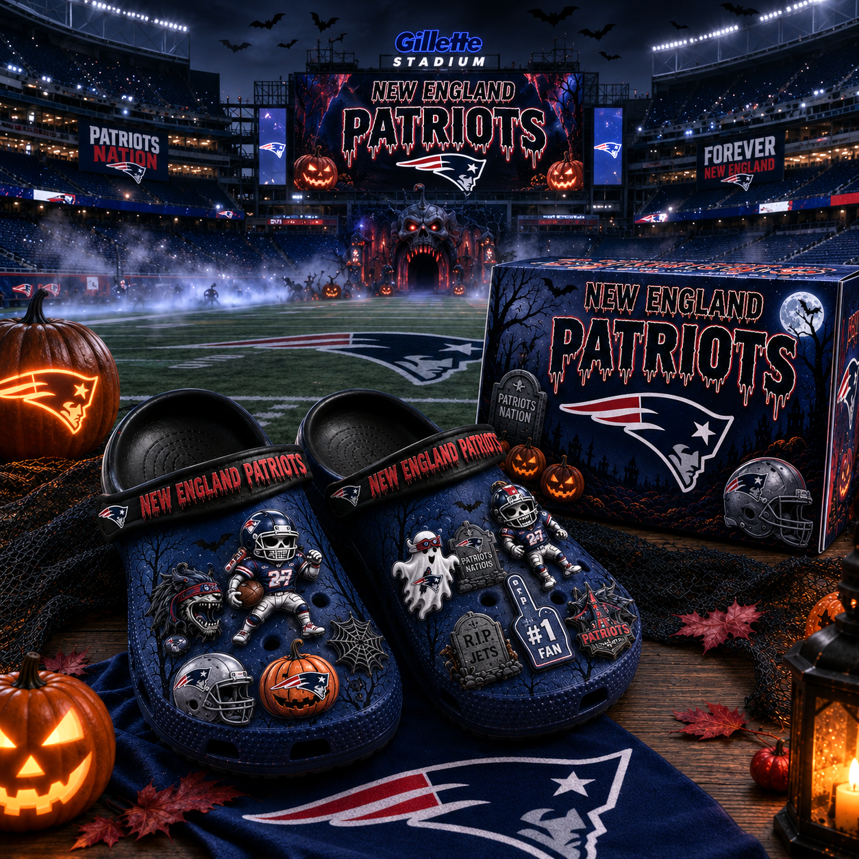 Premium NFL NEP Haunted Game Day Halloween Charm Clogs