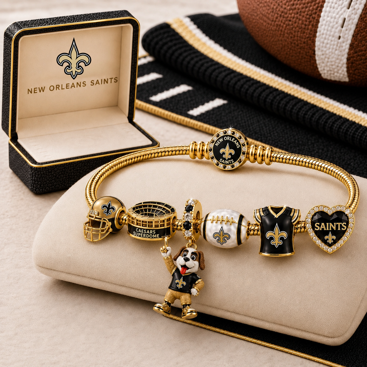 Premium NFL NOS Gold Charm Bracelet Set