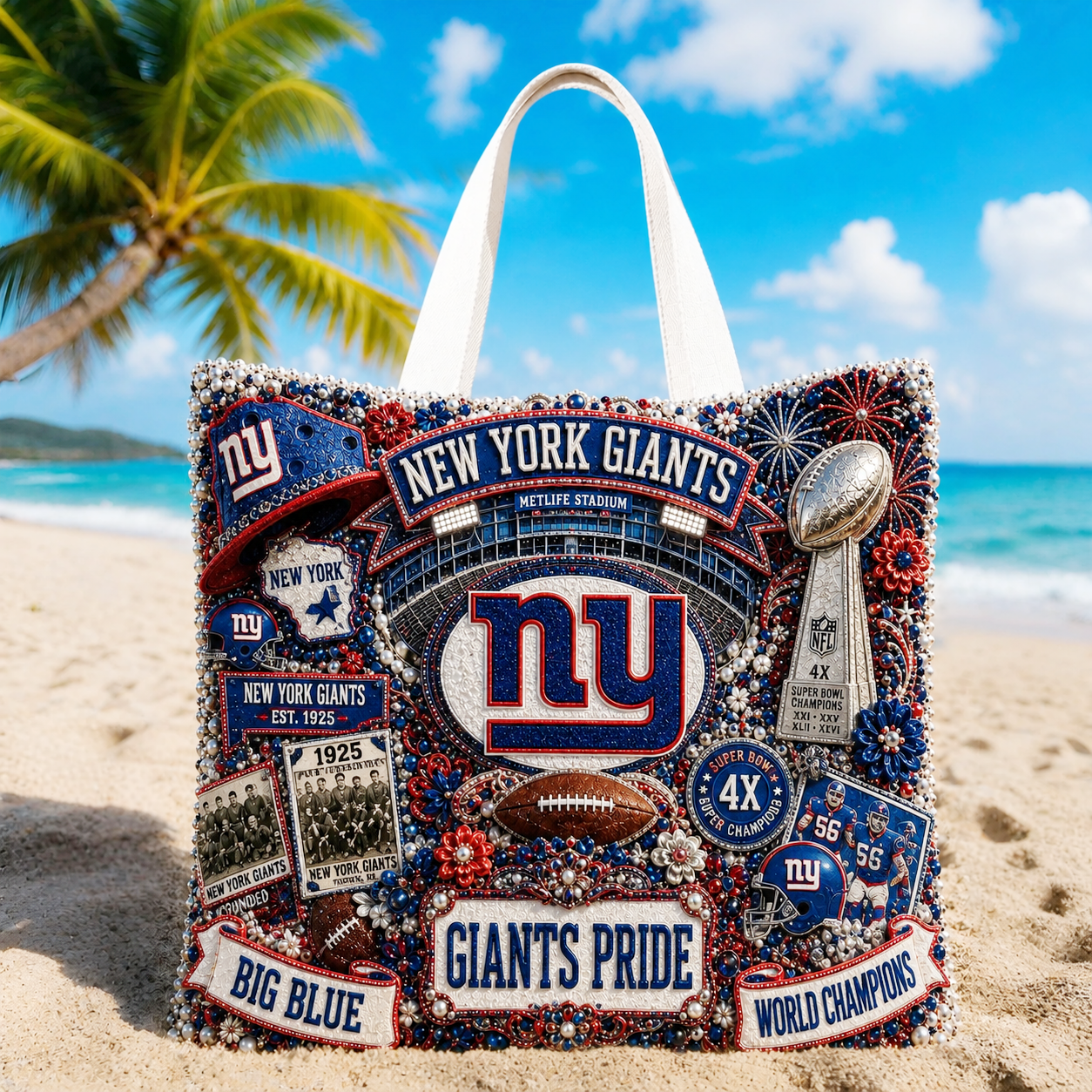 Premium NFL NYG Summer Vibes Tote Bag