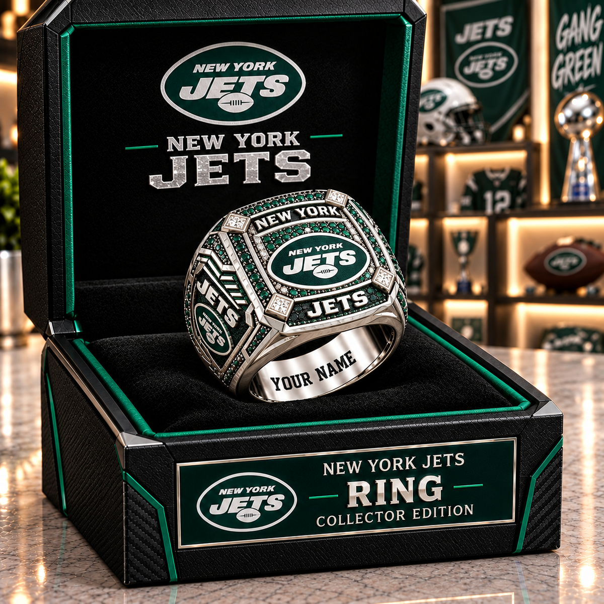 Premium NFL NYJ Team Spirit Collector Ring