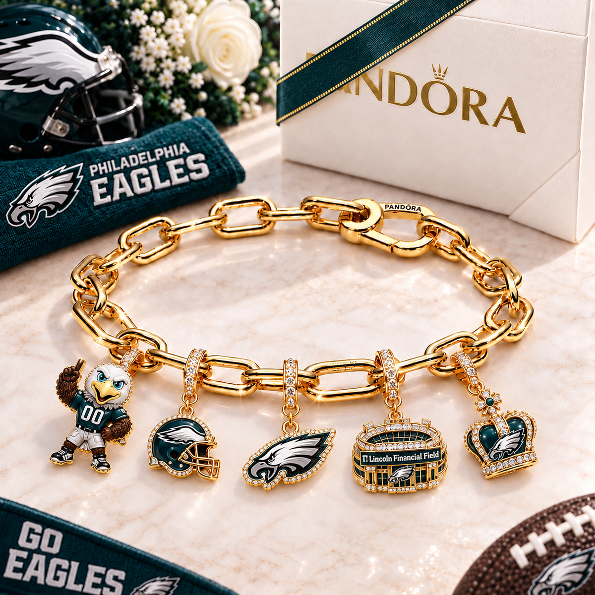 Premium NFL PE Game Day Gold Charm Bracelet V5