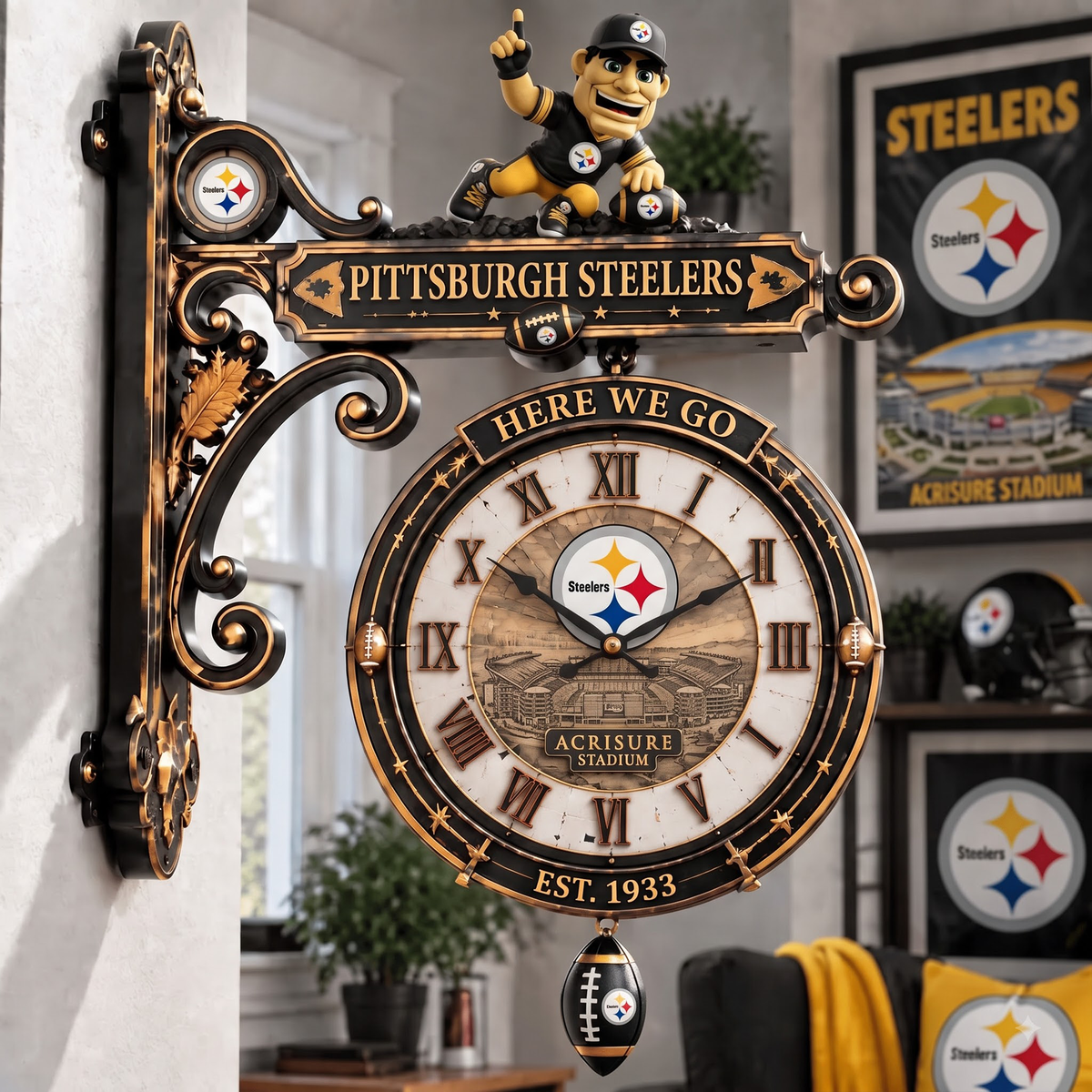 Premium NFL PIT Illuminating Collector Wall Clock