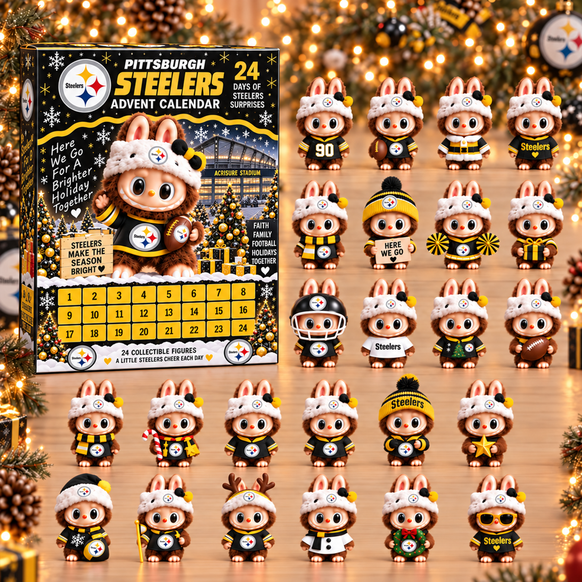 Premium NFL PIT x Labubu Christmas Avent Calendar V7