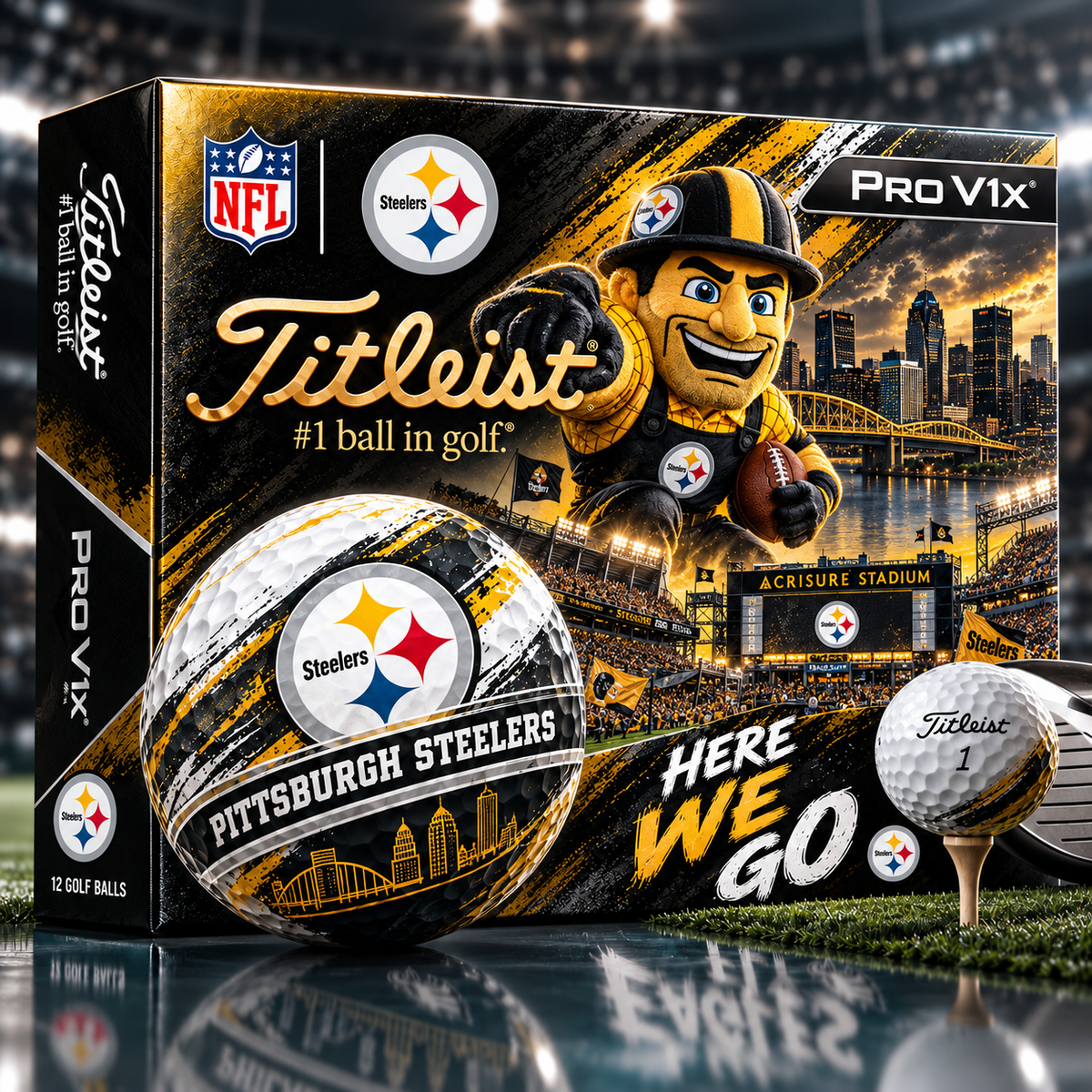 Premium NFL PS x Titleist Pro V1 Skyline & Stadium Golf Balls Set