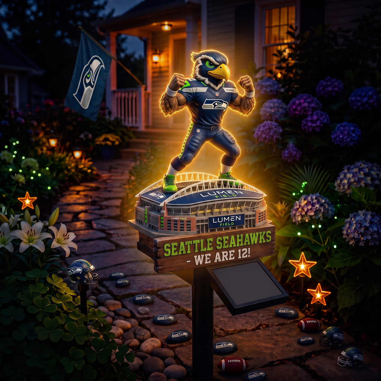 Premium NFL SEA Mascot Stadium LumiGarden Solar Lights