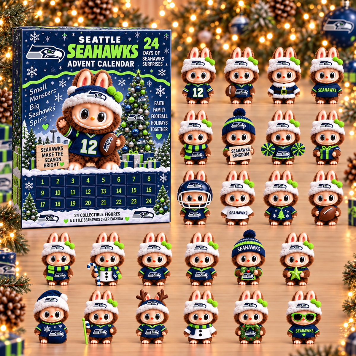 Premium NFL SEA x Labubu Christmas Avent Calendar V7