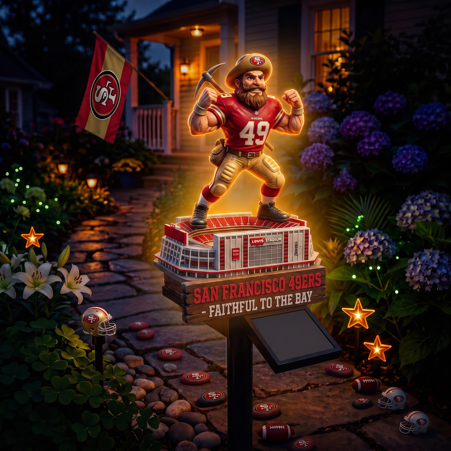 Premium NFL SF Mascot Stadium LumiGarden Solar Lights